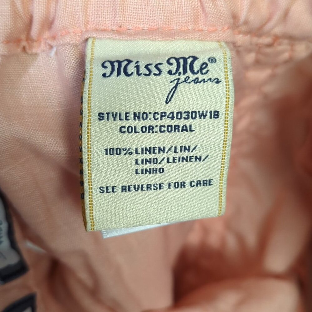 Miss Me Pant's Women's S Pink Linen Mid Rise Wide Cargo Flap Pocket - Picture 13 of 14